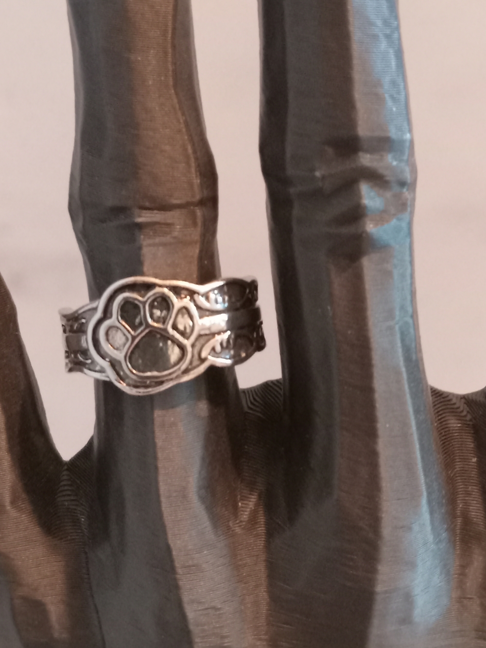 Paw Print Silver Tone Ring